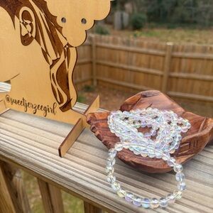 Angel Aura Iridescent Clear Quartz Gemstone Crystal Bracelet